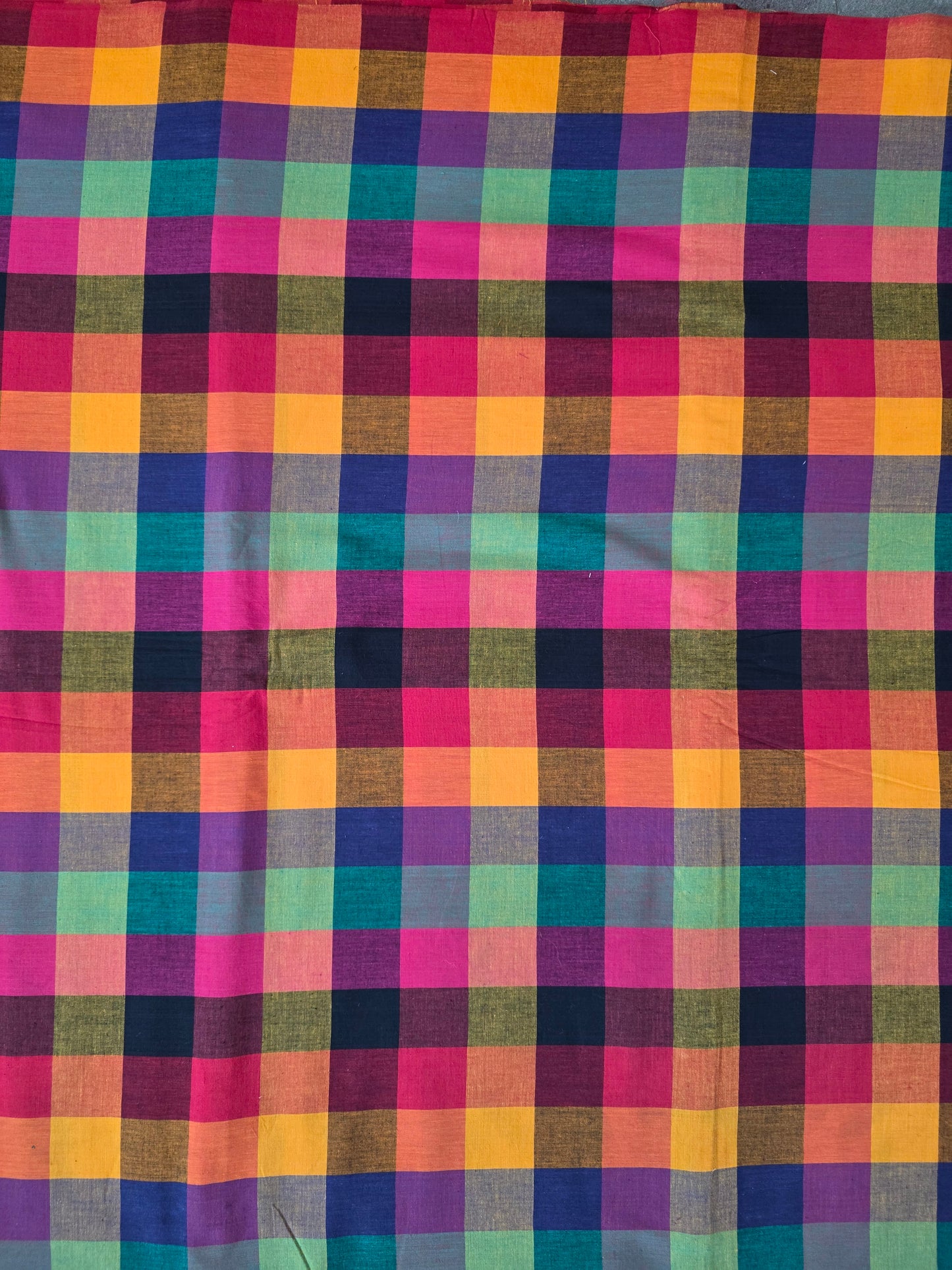 Madras kattam prewashed textured running material (1 mtr) - MD25 (2 inches*2 inches)