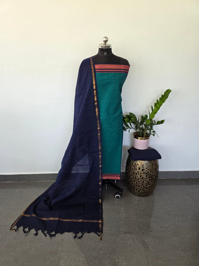 Pure handloom cotton with kanchi border set - HA30