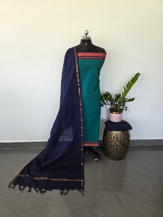 Pure handloom cotton with kanchi border set - HA30