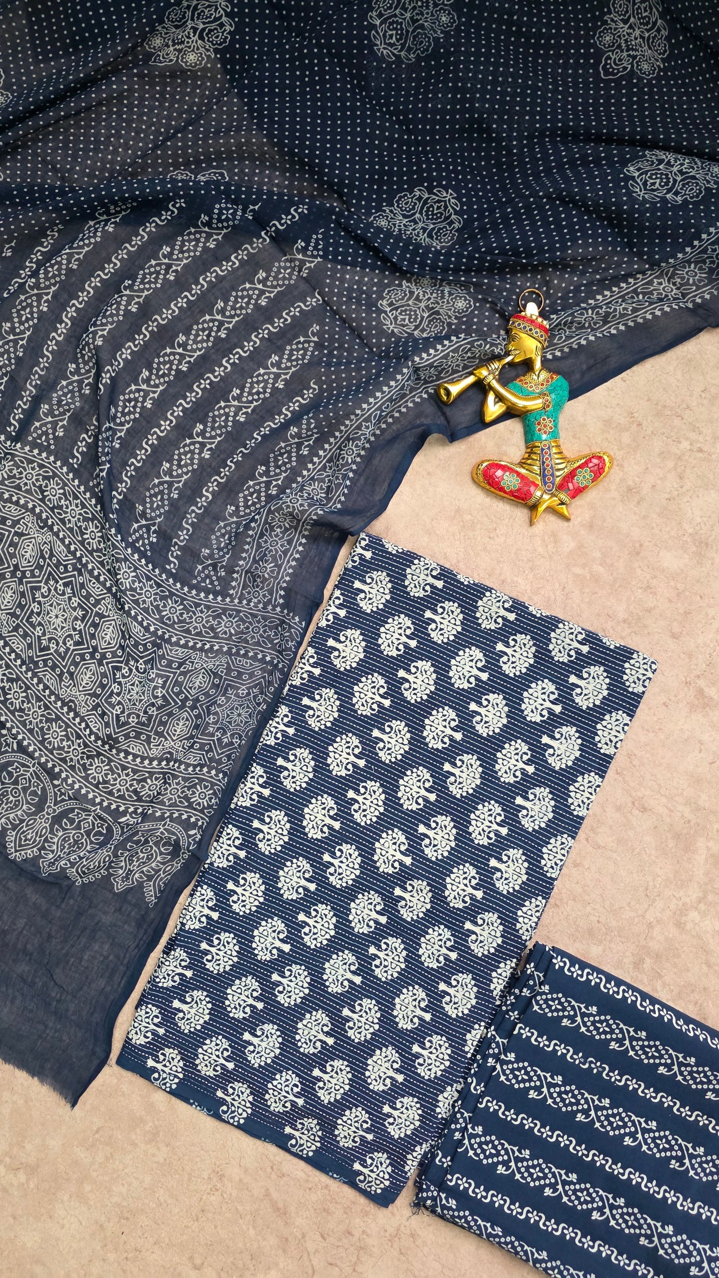Heavy kantha Ajrakh cotton set - VC106