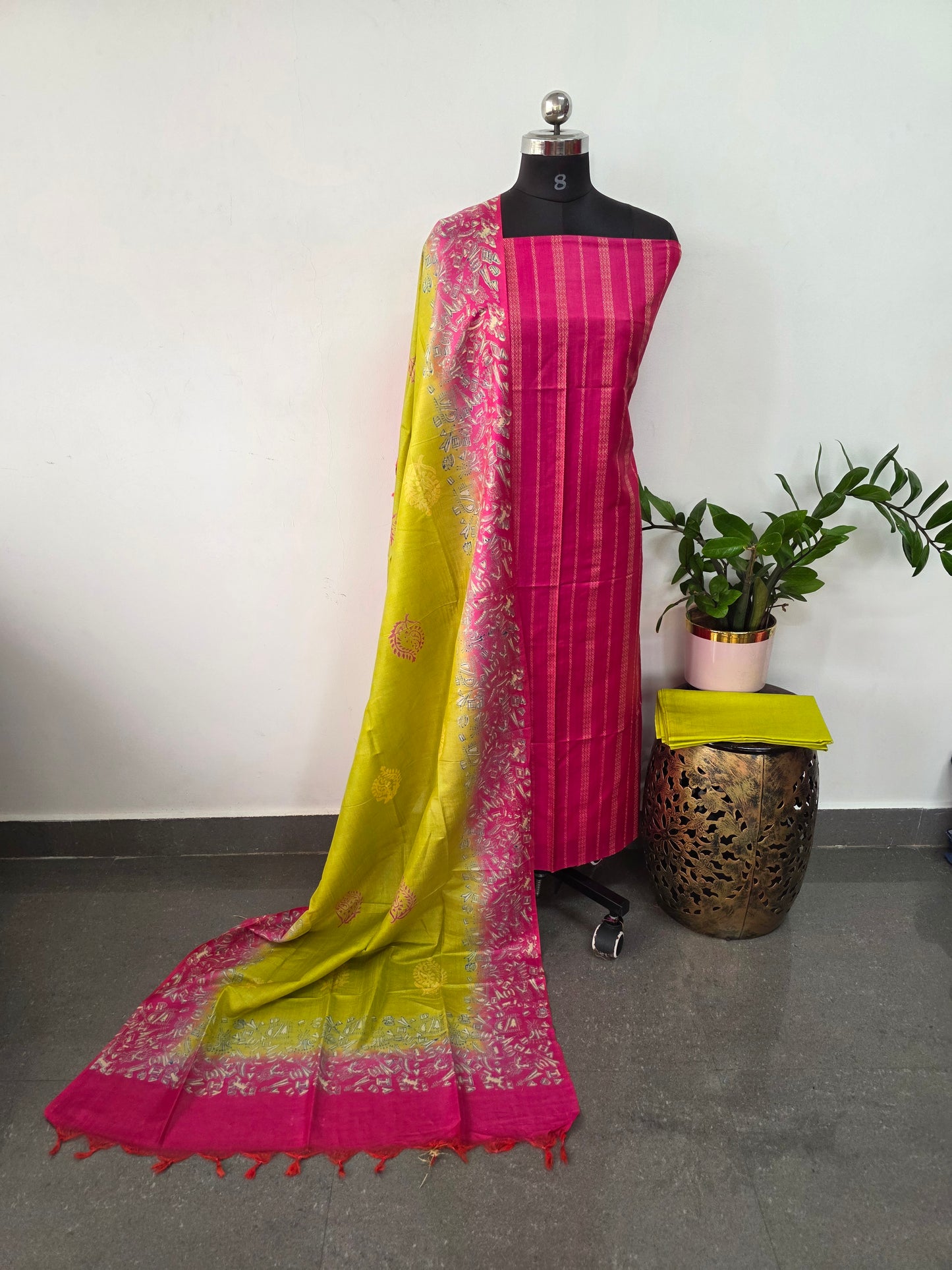 Bhagalpuri katan weaving suit with discharge print duppatta- BA420