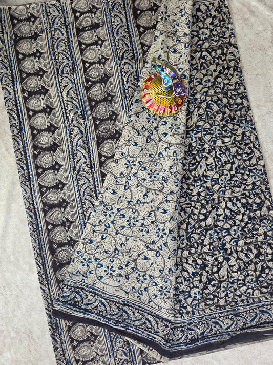 Handblock pure kalamkari cotton saree  - HS3