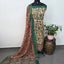 Mangalagiri kalamkari fusion gap border silk set-AK561