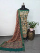 Mangalagiri kalamkari fusion gap border silk set-AK561