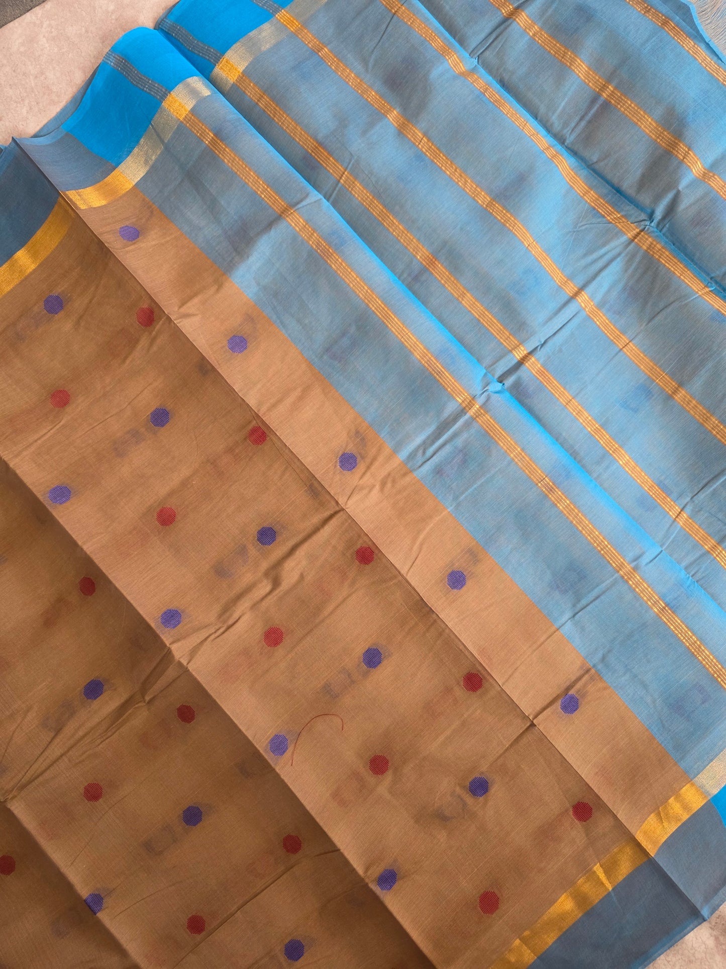 South cotton butta saree with zari border - MAA188