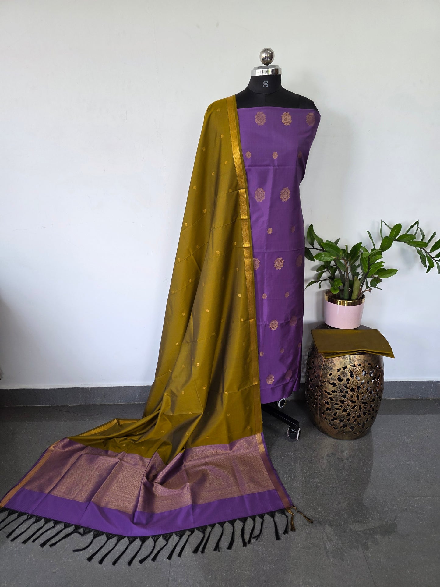 Kanchivaram semi softsilk salwar set - KS32