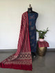 Handcrafted hakoba ajrakh cotton set(Blue) -HZ3387
