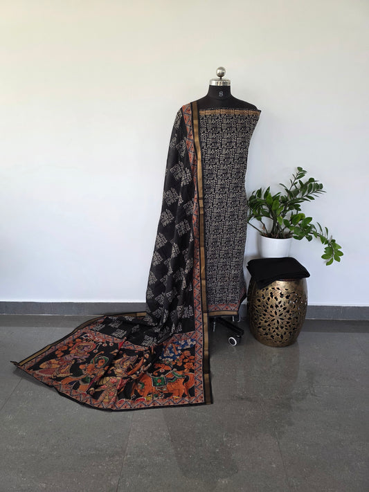 Premium warli semi maheshwari silk set - Black