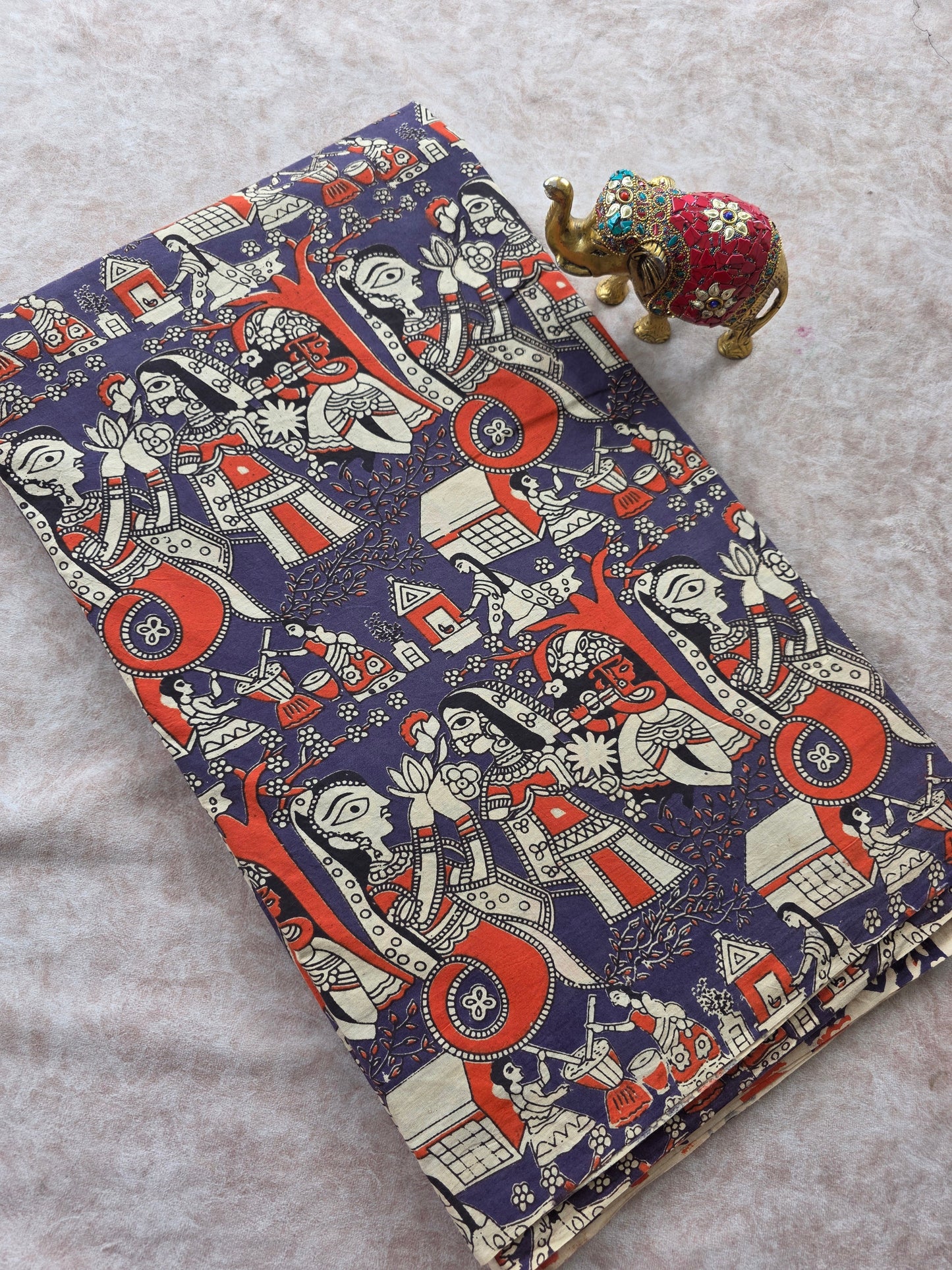 Pure kalamkari cotton running material (0.5meter)- KM52