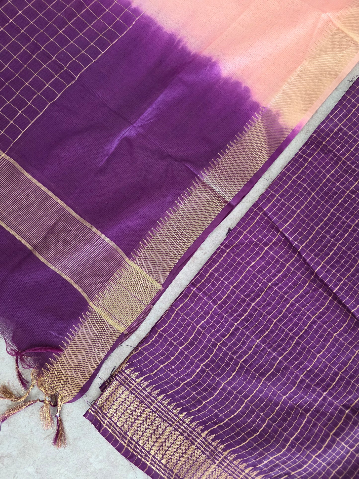 Checked Bhagalpuri fusion mangalagiri silk set - BA527
