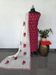 Handcrafted ajrakh cotton set with kantha applique cotton shawl - BAA123