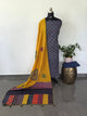 Handcrafted ajrakh cotton set with kantha applique mirror  cotton shawl - BAA96