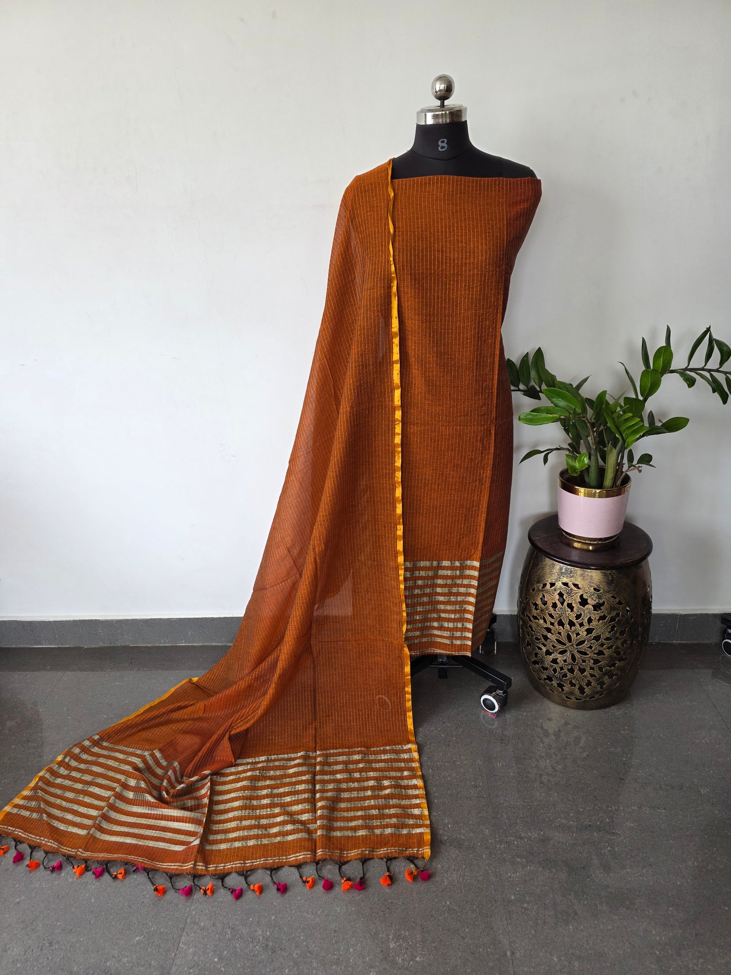 Premium mul khadi zari lines salwar set - MUL304