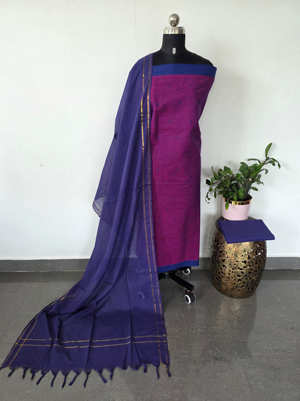Temple border coin butta south cotton set - HA143
