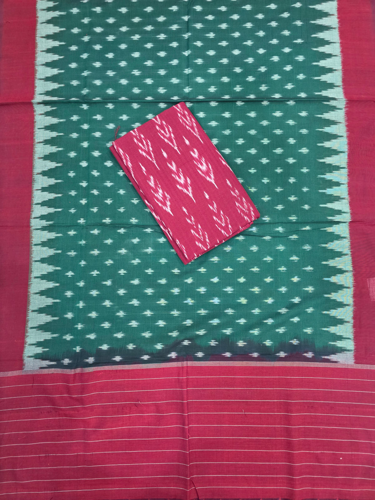Ikkat cotton with Handloom Mercerised ikkat duppatta - WW863