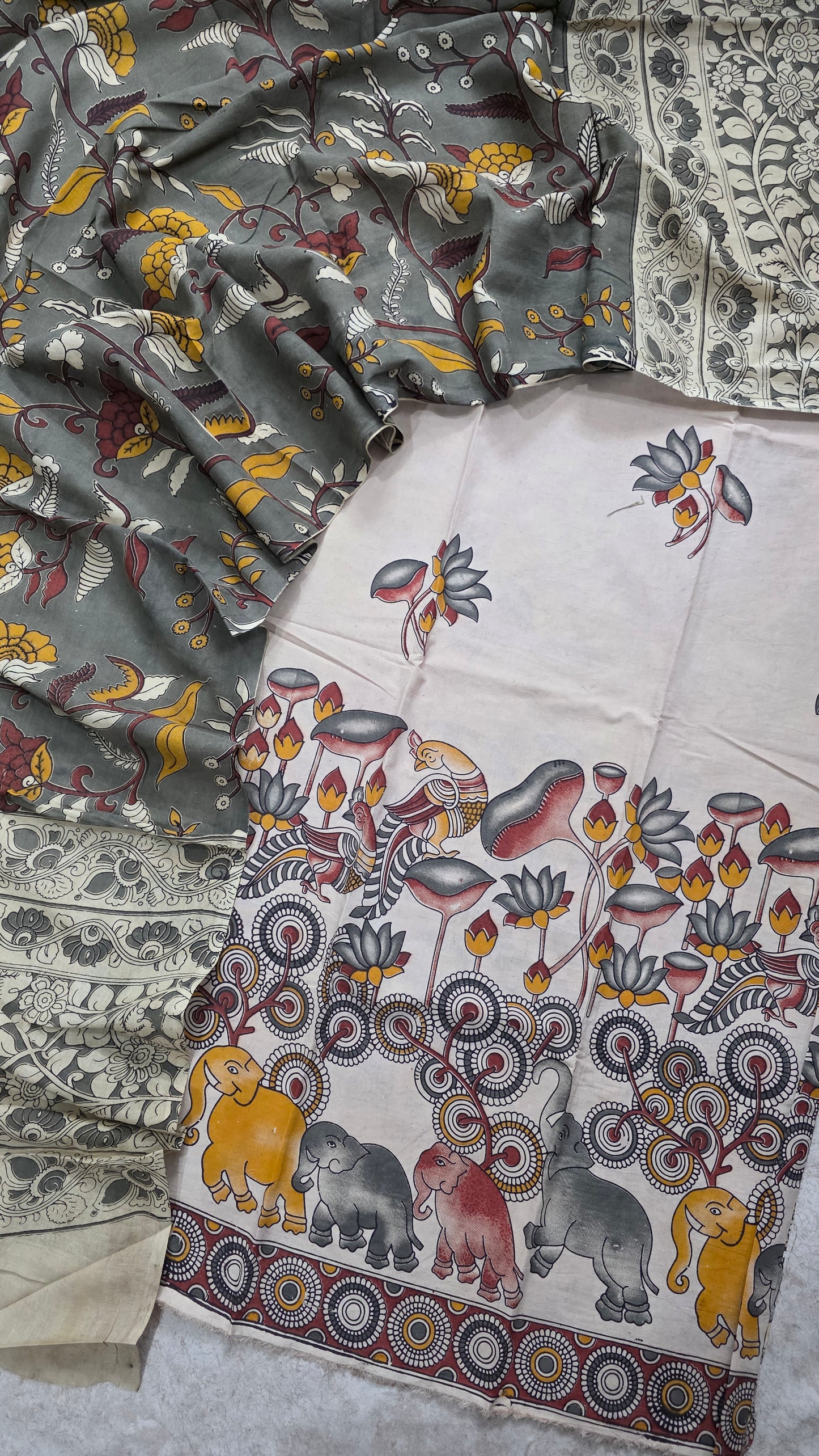 Penkalamkari- inspired  kalamkari  cotton set - RV175
