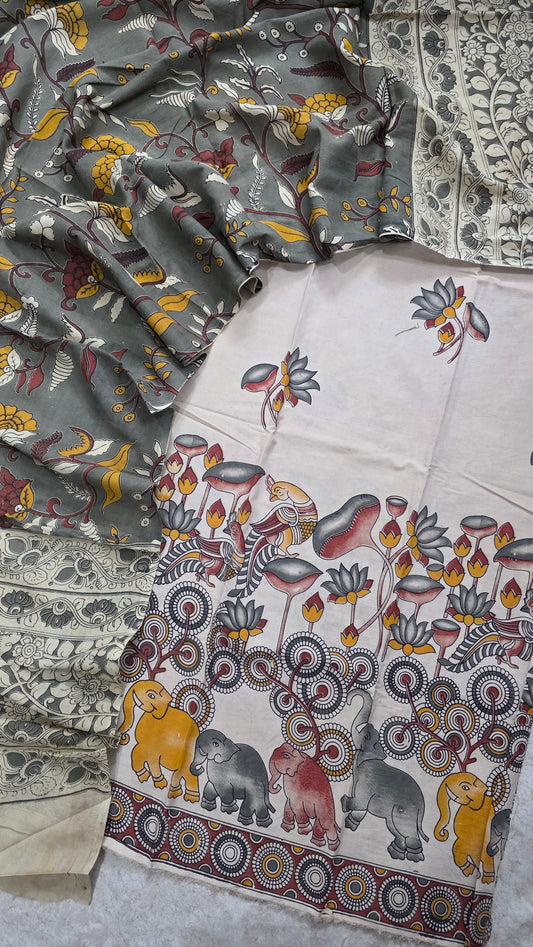 Penkalamkari- inspired  kalamkari  cotton set - RV175