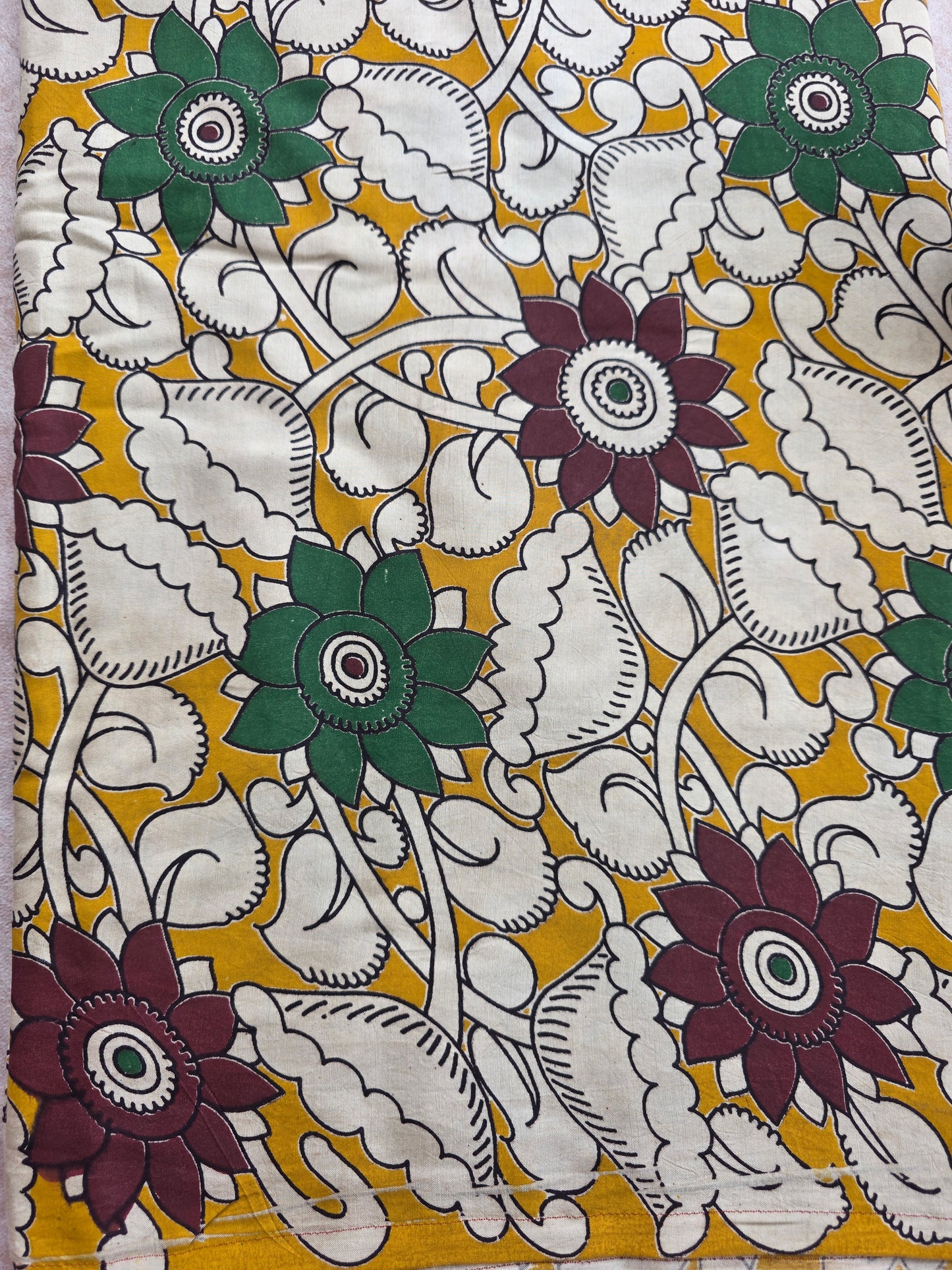 Pure silk kalamkari running material (1 meter)- KM73
