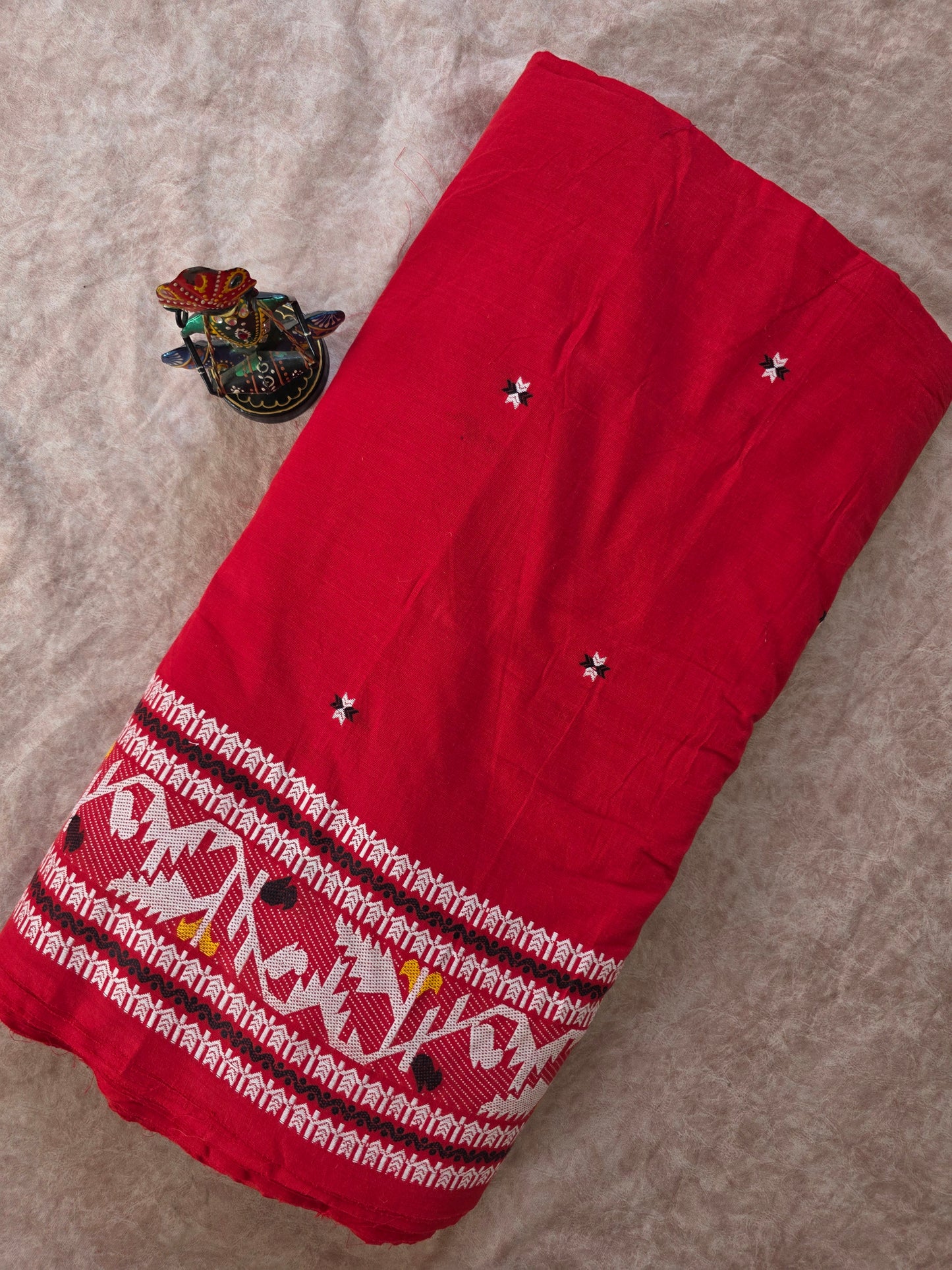 South cotton Jamdhani  Pure handloom cotton running material (0.5 mtrs)  - HRM173