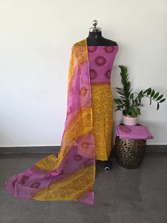 Handblock georgette salwar set - GE65