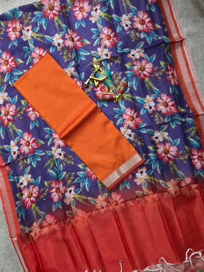 Handloom Mangalagiri silk top with digital mangalagiri silk shawl - RV127