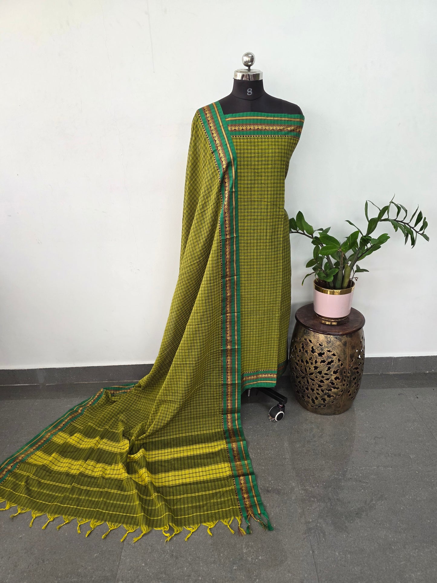 Checked Mercerised narayanapet salwar set (4.5 meters)- NA510