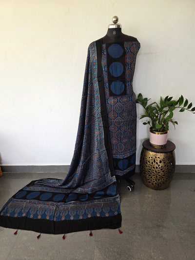 Handcrafted ajrakh modal silk set - HZ182