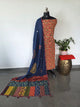 Handcrafted ajrakh cotton set with kantha applique mirror  cotton shawl - BAA101