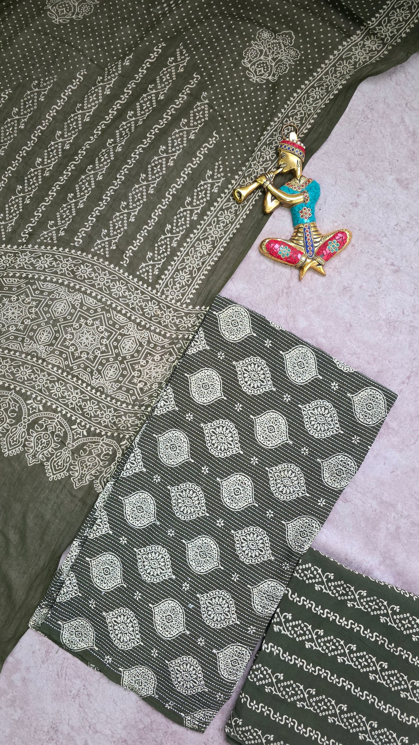 Heavy kantha Ajrakh cotton set - VC104