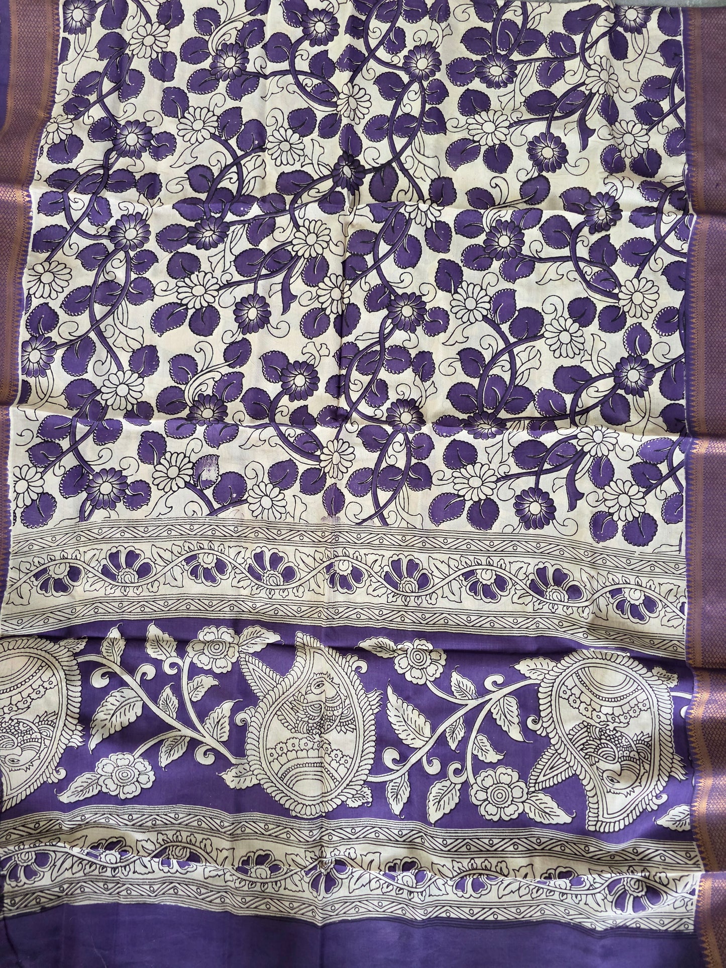 Kanchi border chennuri kalamkari  silk set - AK421
