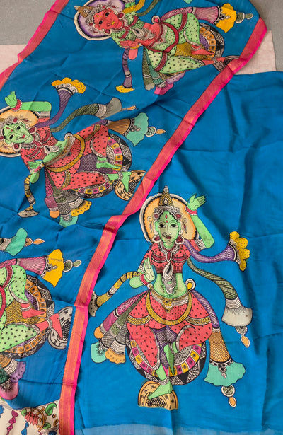 Handcrafted Kalahasthi Penkalamkari bangalore silk set - KH95