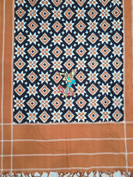 Handloom Telia rumal Double ikkat dupatta-NV583