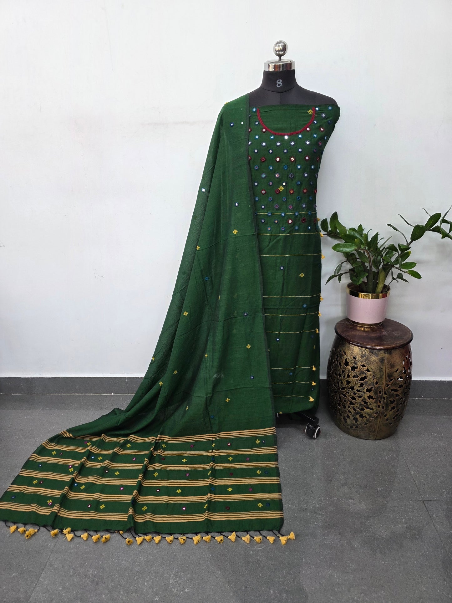 Handcrafted Mirror work bhujodi salwar set -BB412