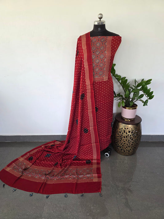 Handcrafted ajrakh modal silk set - HZ60