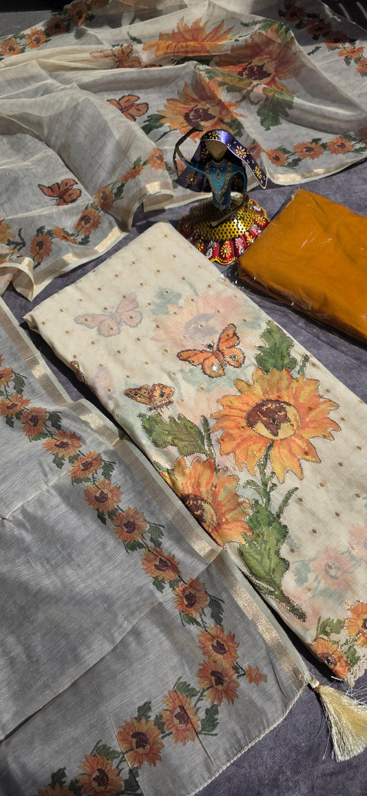 Premium butterfly picwai silk cotton set ( with lining ) - butterfly