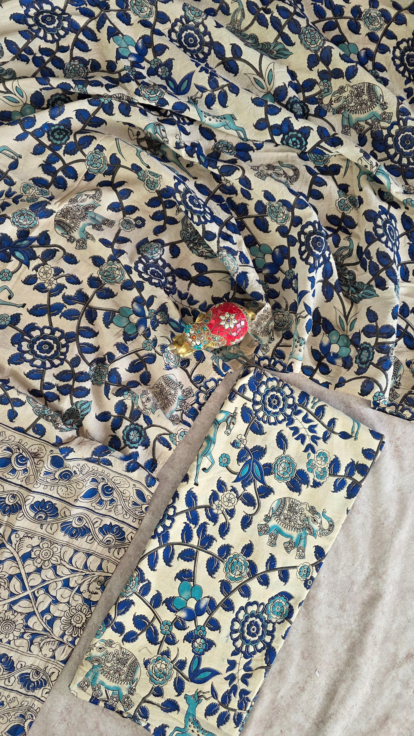 Authentic pure kalamkari cotton set ( 2 pc set )- AK248