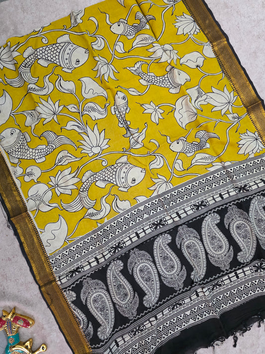 Pure chennuri kalamkari silk duppatta - KAA12