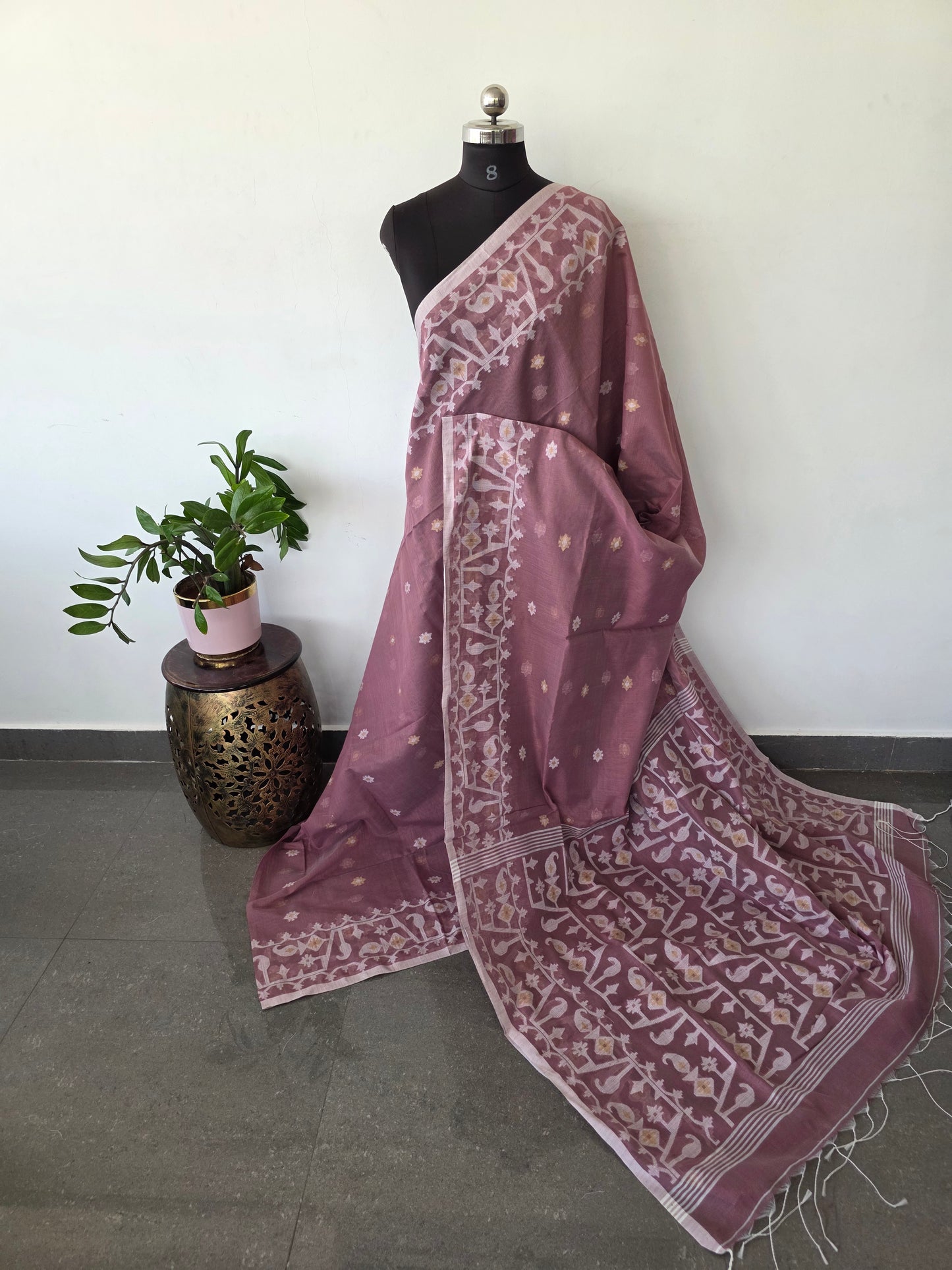 Silk cotton jamdhani saree  - BB477