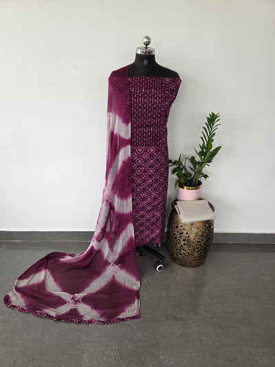 Fancy rayon cotton with mirror embroidery neck work chiffon shawl - BA120