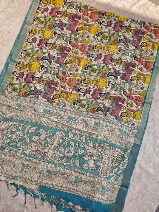 Pure chennuri kalamkari silk duppatta - 3