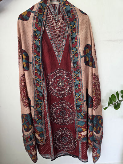 Ajrakh inspired Muslin silk set-VM46