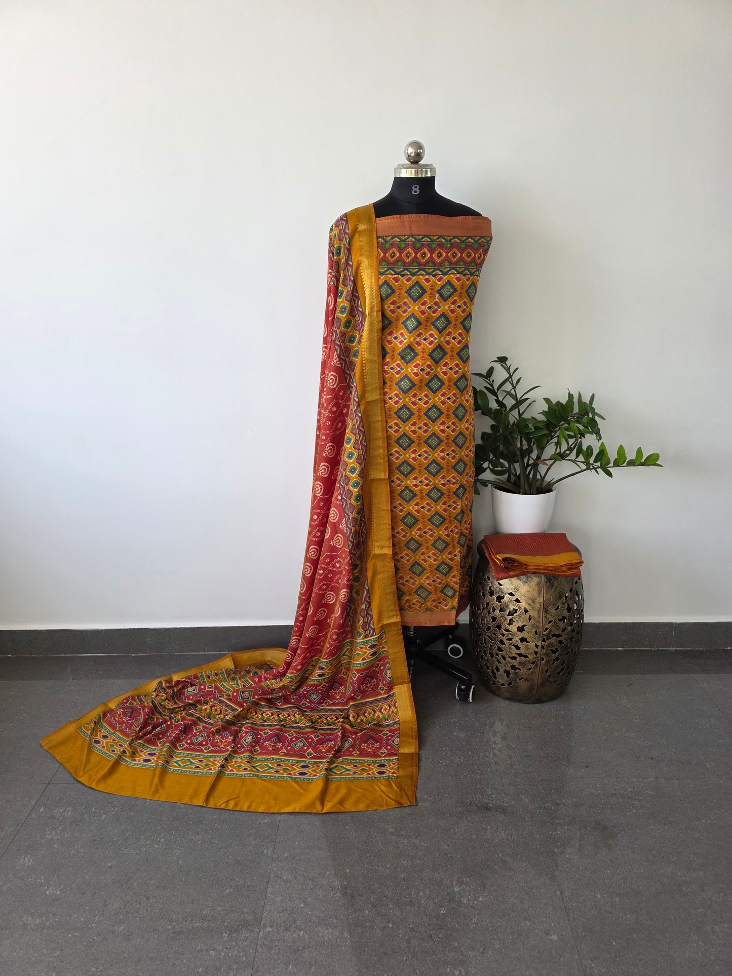 Premium semi Patola silk set - PP43