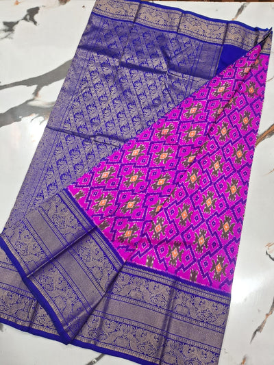 Handloom Mulbery ikkat kanchi border pattu saree- WW890