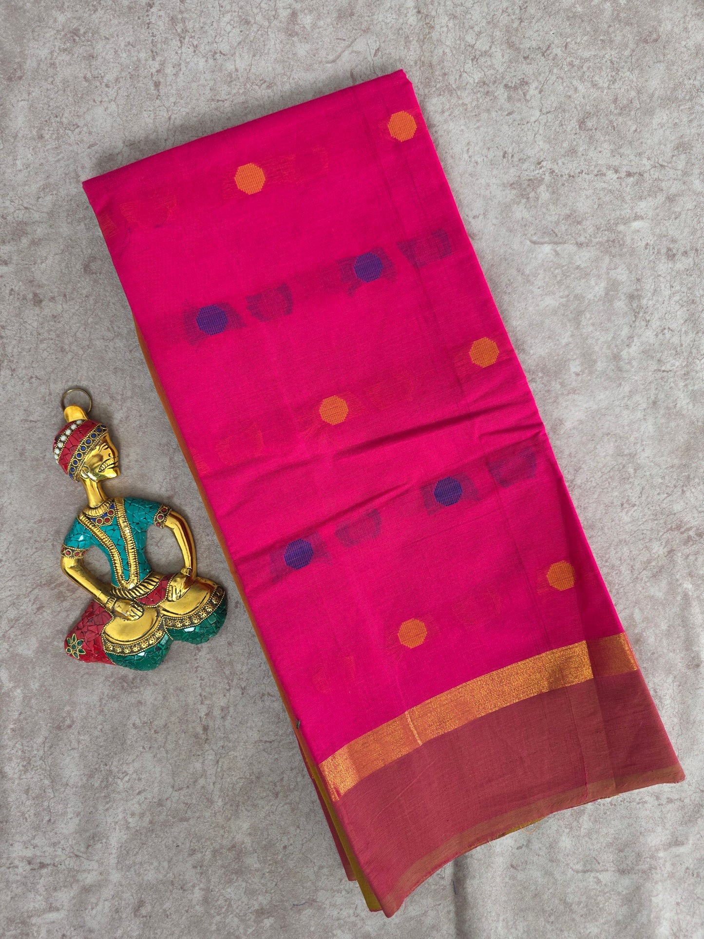 South cotton butta saree with zari border - MAA186
