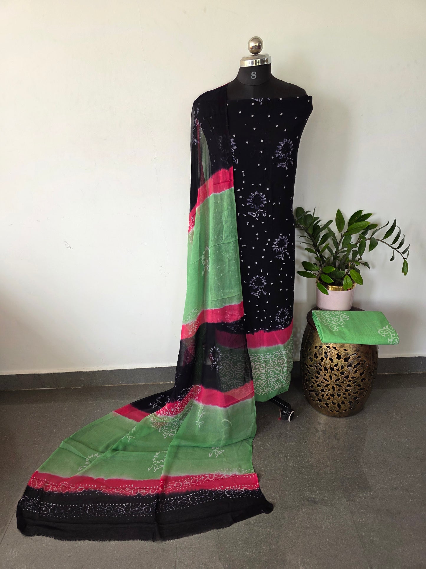 Handblock georgette salwar set - GE189