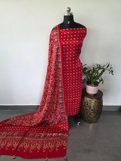 Handcrafted ajrakh modal silk set - HZ278