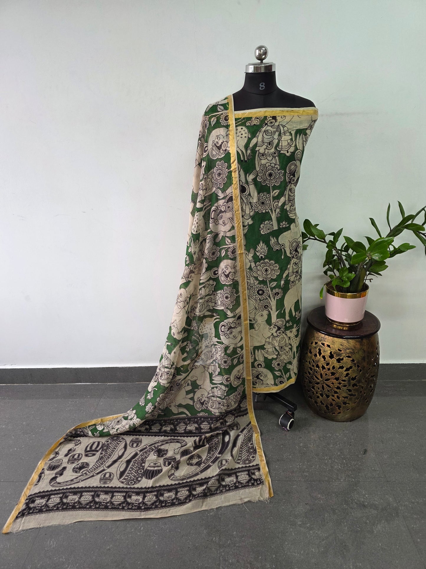 Handcrafted Kota kalamkari set (2 pc set )- AK313