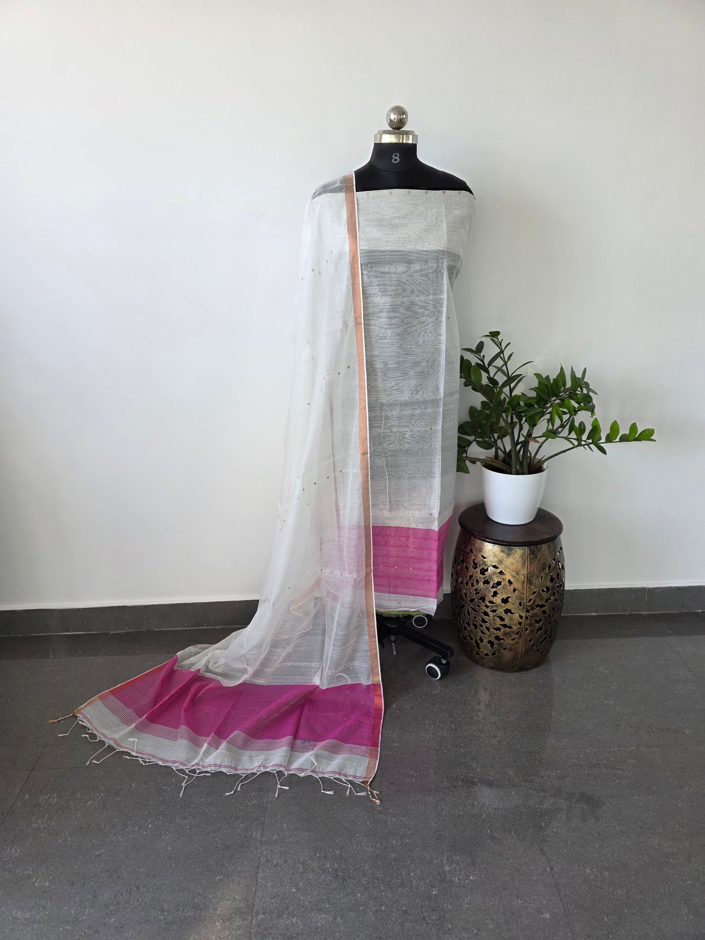 Handwoven muslin sequence jamdhani set- MSJ6