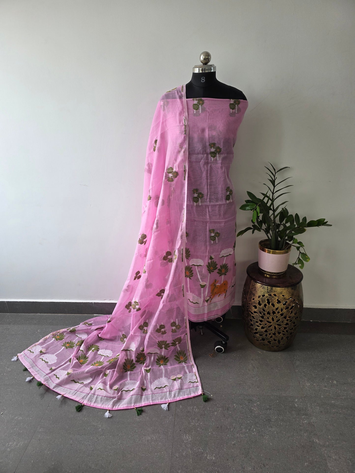 Silk cotton jamdhani set - AV35