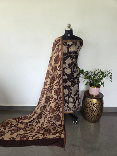 Handcrafted Kota kalamkari set (2 pc set )(Black)-AK481